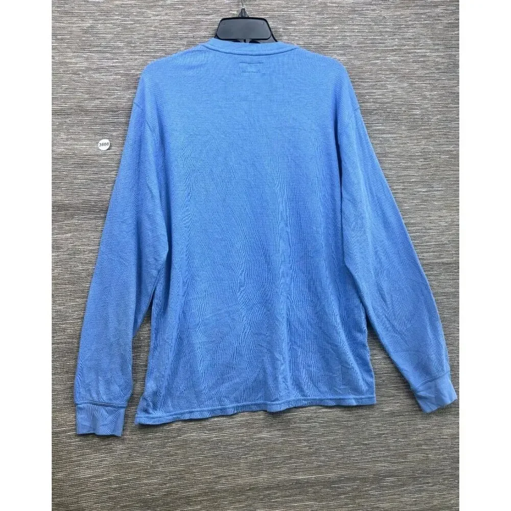 Polo Ralph Lauren Sleepwear Men XL Thermal Waffle Knit Long Sleeve Shirt Blue